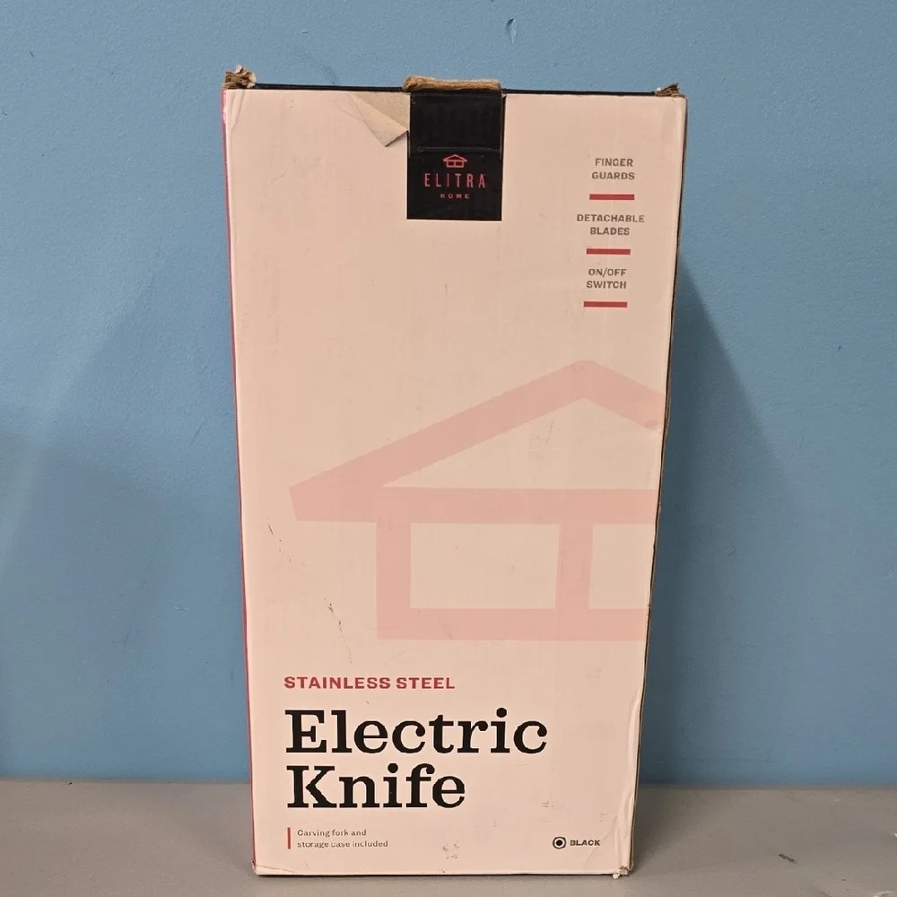 Stainless Steel Electric Knife with Black Handle